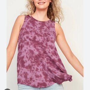 Luxe Tie-Dye High-Neck Tank Top - Purple